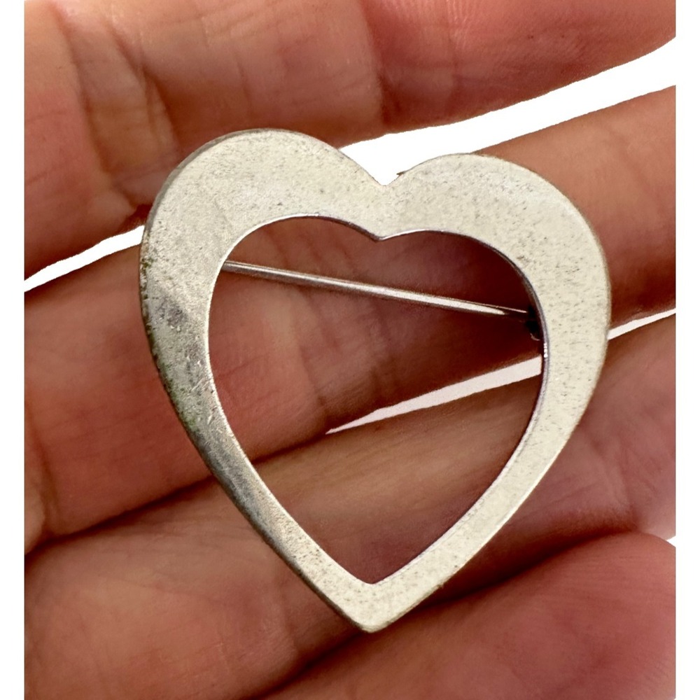 VTG Harry S Bick Pin Sterling Silver Heart Brooch Love Open Signed HSB 925 Love